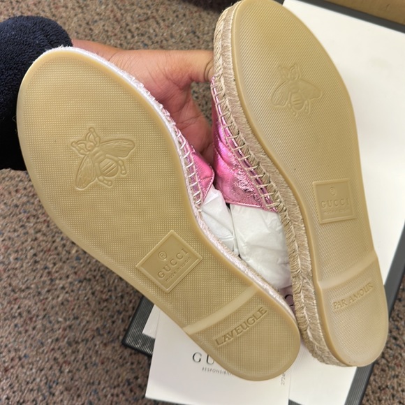 GUCCI AUTHENTIC PINK GG PILAR ESPADRILLE SLIDE SANDALS WOMENS 36.5 NIB - Picture 5 of 7